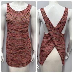 Georgina Estefania Tank Top‎ Open On Back NWT $229 Handmade Stretchy Thin Knit L